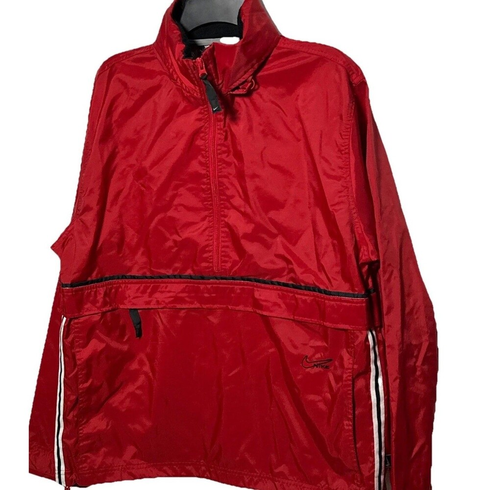 Vintage Nike Ripstop Windbreaker Jacket Men Medium Red Half Zip Pullover 90s Y2K